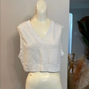 H&M White Sleeveless Boxy Crop Muscle Tee